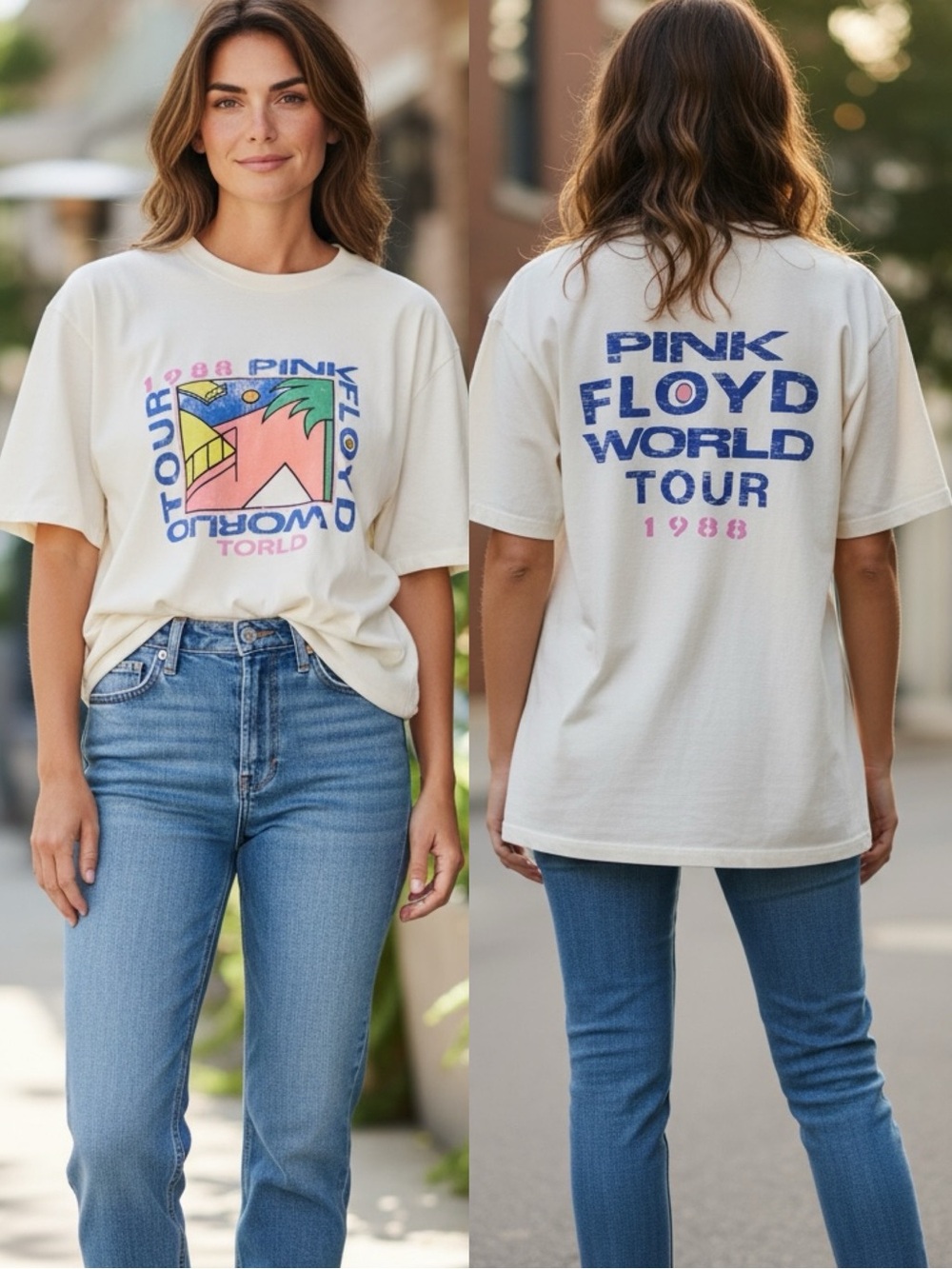 PINK FLOYD World Tour 1988 LUCKY BRAND Reprint Tee Size L